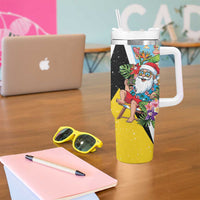 Saint Lucia Christmas Tumbler With Handle Tropical Santa Claus - Wonder Print Shop