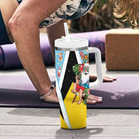 Saint Lucia Christmas Tumbler With Handle Tropical Santa Claus - Wonder Print Shop