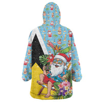 Saint Lucia Christmas Wearable Blanket Hoodie Tropical Santa Claus - Wonder Print Shop