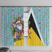 Saint Lucia Christmas Window Curtain Tropical Santa Claus - Wonder Print Shop