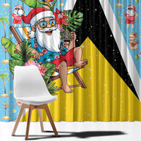 Saint Lucia Christmas Window Curtain Tropical Santa Claus - Wonder Print Shop