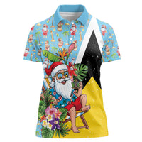 Saint Lucia Christmas Women Polo Shirt Tropical Santa Claus - Wonder Print Shop