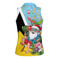 Saint Lucia Christmas Women Sleeveless Polo Shirt Tropical Santa Claus - Wonder Print Shop
