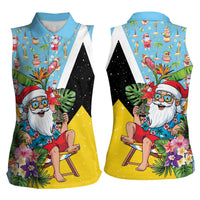 Saint Lucia Christmas Women Sleeveless Polo Shirt Tropical Santa Claus - Wonder Print Shop