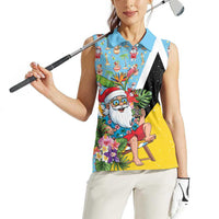Saint Lucia Christmas Women Sleeveless Polo Shirt Tropical Santa Claus - Wonder Print Shop