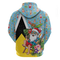 Saint Lucia Christmas Zip Hoodie Tropical Santa Claus - Wonder Print Shop