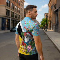 Saint Lucia Christmas Zipper Polo Shirt Tropical Santa Claus - Wonder Print Shop