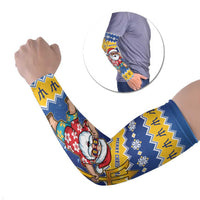 Barbados Christmas Arm Sleeves Trident Dabbing Santa - Wonder Print Shop