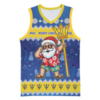 Barbados Christmas Basketball Jersey Trident Dabbing Santa - Wonder Print Shop