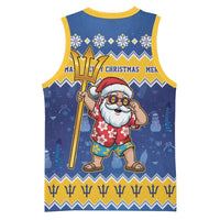Barbados Christmas Basketball Jersey Trident Dabbing Santa - Wonder Print Shop