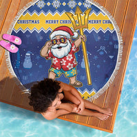 Barbados Christmas Beach Blanket Trident Dabbing Santa - Wonder Print Shop