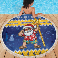 Barbados Christmas Beach Blanket Trident Dabbing Santa - Wonder Print Shop