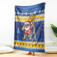 Barbados Christmas Blanket Trident Dabbing Santa - Wonder Print Shop