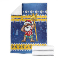 Barbados Christmas Blanket Trident Dabbing Santa - Wonder Print Shop