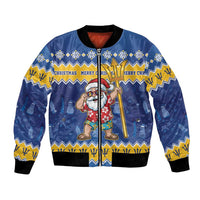 Barbados Christmas Bomber Jacket Trident Dabbing Santa - Wonder Print Shop