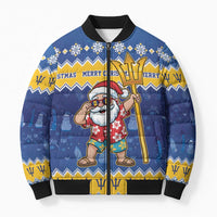 Barbados Christmas Bomber Puffer Jacket Trident Dabbing Santa - Wonder Print Shop