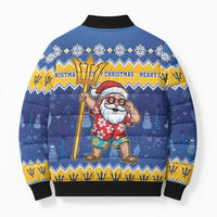 Barbados Christmas Bomber Puffer Jacket Trident Dabbing Santa - Wonder Print Shop