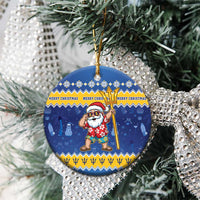 Barbados Christmas Ceramic Ornament Trident Dabbing Santa - Wonder Print Shop