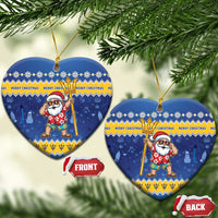 Barbados Christmas Ceramic Ornament Trident Dabbing Santa - Wonder Print Shop