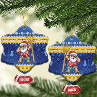 Barbados Christmas Ceramic Ornament Trident Dabbing Santa - Wonder Print Shop