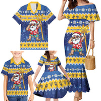 Barbados Christmas Family Matching Mermaid Dress and Hawaiian Shirt Trident Dabbing Santa - Wonder Print Shop
