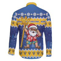 Barbados Christmas Family Matching Off The Shoulder Long Sleeve Dress and Hawaiian Shirt Trident Dabbing Santa - Wonder Print Shop