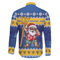 Barbados Christmas Family Matching Off Shoulder Maxi Dress and Hawaiian Shirt Trident Dabbing Santa - Wonder Print Shop