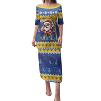 Barbados Christmas Family Matching Puletasi and Hawaiian Shirt Trident Dabbing Santa - Wonder Print Shop