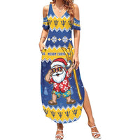 Barbados Christmas Family Matching Summer Maxi Dress and Hawaiian Shirt Trident Dabbing Santa - Wonder Print Shop