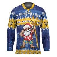 Barbados Christmas Hockey Jersey Trident Dabbing Santa - Wonder Print Shop