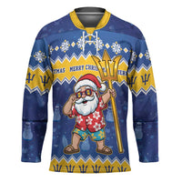Barbados Christmas Hockey Jersey Trident Dabbing Santa - Wonder Print Shop