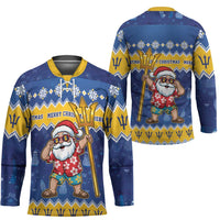 Barbados Christmas Hockey Jersey Trident Dabbing Santa - Wonder Print Shop