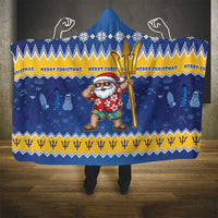 Barbados Christmas Hooded Blanket Trident Dabbing Santa - Wonder Print Shop