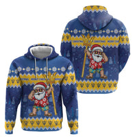 Barbados Christmas Hoodie Trident Dabbing Santa - Wonder Print Shop
