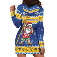 Barbados Christmas Hoodie Dress Trident Dabbing Santa - Wonder Print Shop