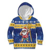 Barbados Christmas Kid Hoodie Trident Dabbing Santa - Wonder Print Shop