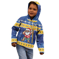 Barbados Christmas Kid Hoodie Trident Dabbing Santa - Wonder Print Shop