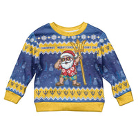 Barbados Christmas Kid Ugly Christmas Sweater Trident Dabbing Santa - Wonder Print Shop