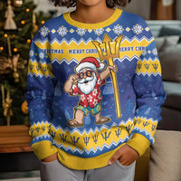 Barbados Christmas Kid Ugly Christmas Sweater Trident Dabbing Santa - Wonder Print Shop
