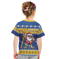 Barbados Christmas Kid T Shirt Trident Dabbing Santa - Wonder Print Shop