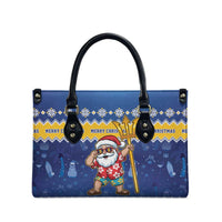 Barbados Christmas Leather Bag Trident Dabbing Santa - Wonder Print Shop