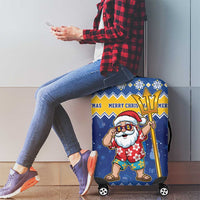 Barbados Christmas Luggage Cover Trident Dabbing Santa - Wonder Print Shop