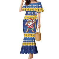Barbados Christmas Mermaid Dress Trident Dabbing Santa - Wonder Print Shop