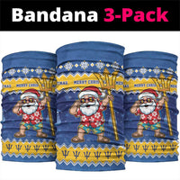 Barbados Christmas Neck Gaiter Trident Dabbing Santa - Wonder Print Shop