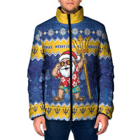 Barbados Christmas Padded Jacket Trident Dabbing Santa - Wonder Print Shop