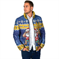 Barbados Christmas Padded Jacket Trident Dabbing Santa - Wonder Print Shop
