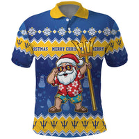 Barbados Christmas Polo Shirt Trident Dabbing Santa - Wonder Print Shop