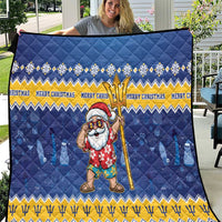 Barbados Christmas Quilt Trident Dabbing Santa - Wonder Print Shop