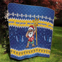 Barbados Christmas Quilt Trident Dabbing Santa - Wonder Print Shop