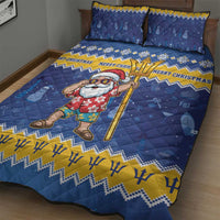 Barbados Christmas Quilt Bed Set Trident Dabbing Santa - Wonder Print Shop